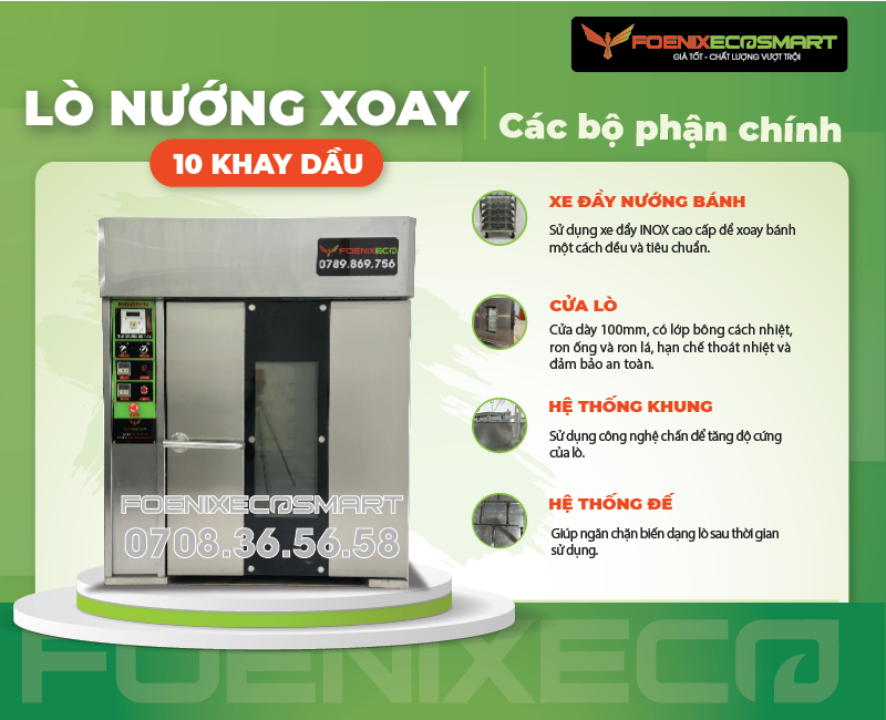 Lò Nướng Bánh Mì Xoay 10 Khay Dầu FOENIX ECO 12 Các bộ phận chính của Lò Nướng Bánh Mì Xoay 10 Khay Dầu FOENIX ECO-1