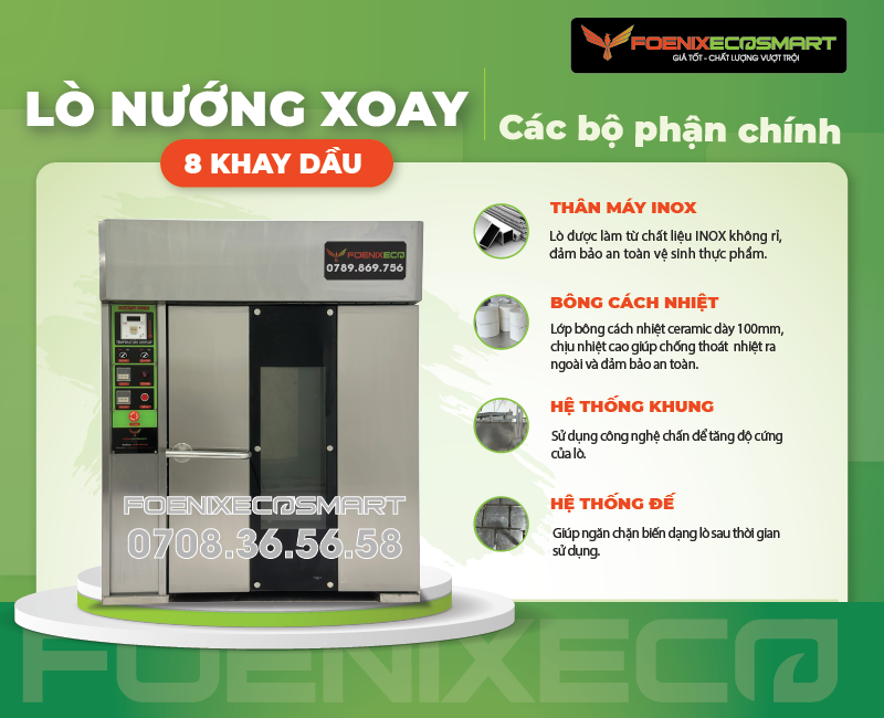 Lò Nướng Bánh Mì Xoay 8 Khay Dầu FOENIX ECO 12 Bộ phận chính của Lò Nướng Bánh Mì Xoay 8 Khay Dầu FOENIX ECO-1