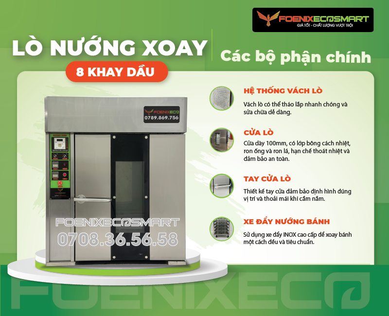 Lò Nướng Bánh Mì Xoay 8 Khay Dầu FOENIX ECO 13 Bộ phận chính của Lò Nướng Bánh Mì Xoay 8 Khay Dầu FOENIX ECO-2