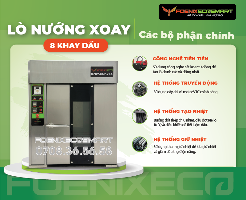 Lò Nướng Bánh Mì Xoay 8 Khay Dầu FOENIX ECO 14 Bộ phận chính của Lò Nướng Bánh Mì Xoay 8 Khay Dầu FOENIX ECO-3