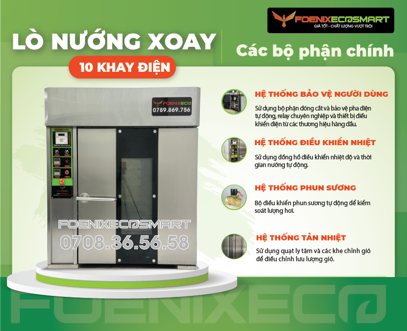 Lò Nướng Bánh Mì Xoay 10 Khay Điện FOENIX ECO 17 Các bộ phận chính của Lò Nướng Bánh Mì Xoay 10 Khay Điện FOENIX ECO-4