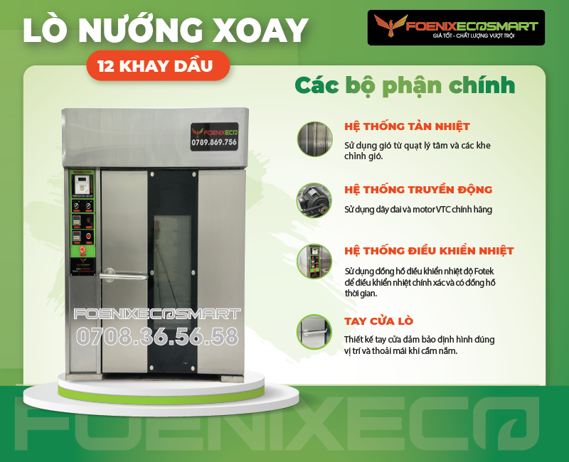 Lò Nướng Bánh Mì Xoay 12 Khay Dầu FOENIX ECO 12 Các bộ phận chính Lò Nướng Bánh Mì Xoay 12 Khay Dầu FOENIX ECO-3