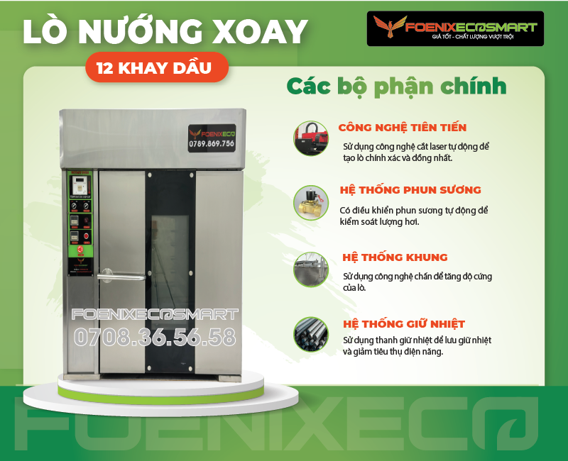 Lò Nướng Bánh Mì Xoay 12 Khay Dầu FOENIX ECO 13 Các bộ phận chính Lò Nướng Bánh Mì Xoay 12 Khay Dầu FOENIX ECO-4