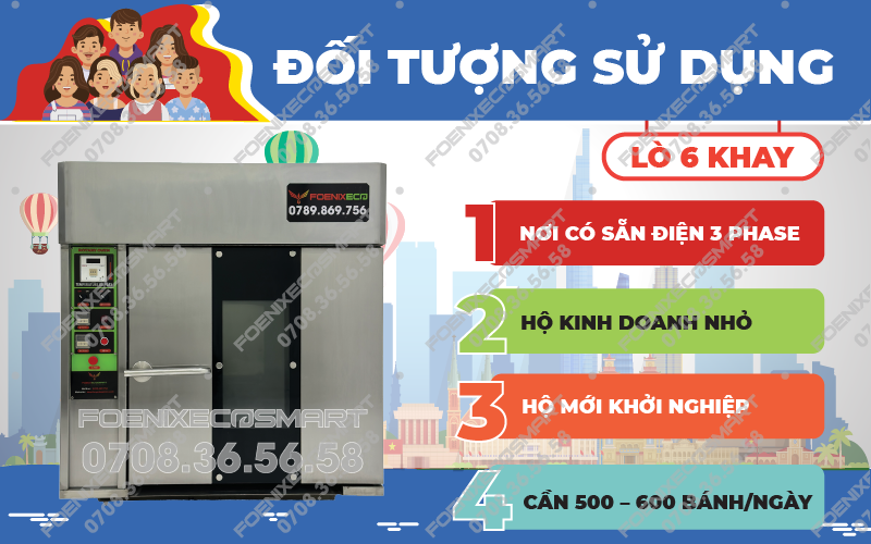 Lò Nướng Bánh Mì Xoay 6 Khay Điện FOENIX ECO 17 Đối tượng sử dụng Lò Nướng Bánh Mì Xoay 6 Khay Điện FOENIX ECO