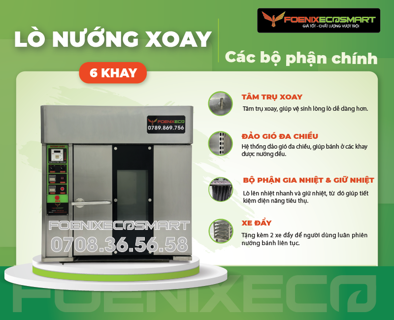Lò Nướng Bánh Mì Xoay 6 Khay Điện FOENIX ECO 13 Các bộ phận chính của Lò Nướng Bánh Mì Xoay 6 Khay Điện FOENIX ECO-1