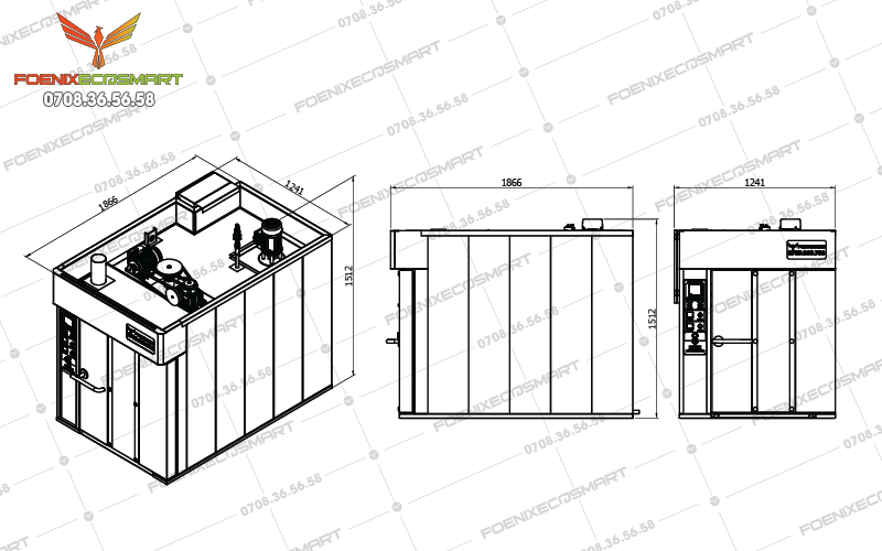 Thông số kỹ thuật lò nướng bánh mì xoay 8 khay dầu Foenix Eco