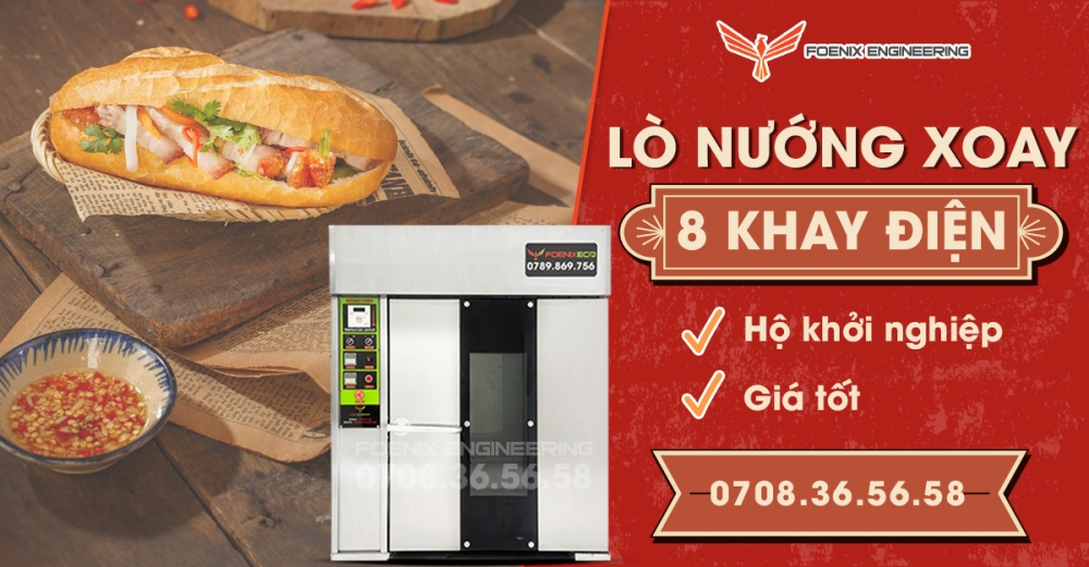 Lo nuong xoay 8 khay dien foenix eco1