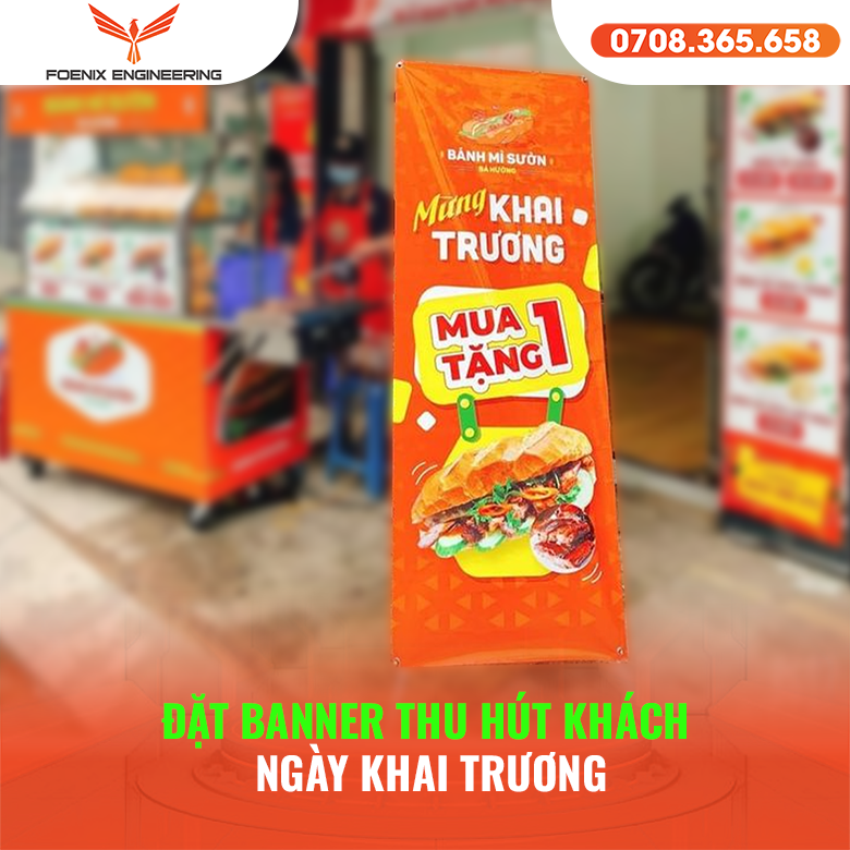 Bán bánh mì ngày đầu khai trương: Làm gì để thu hút khách cho người mới 4 Banner thu hút khách ngày khai trương