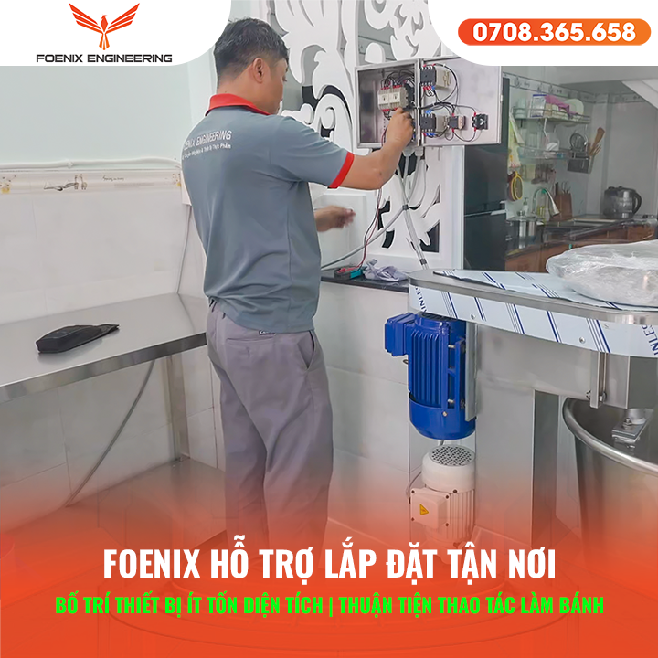 Bắt Đầu Từ Con Số 0: Hành Trình Mở Tiệm Bánh Mì Của Anh Khách Trẻ Với Bộ Lò Xoay 6 Khay 44 Lắp đặt thiết bị làm bánh mì tận