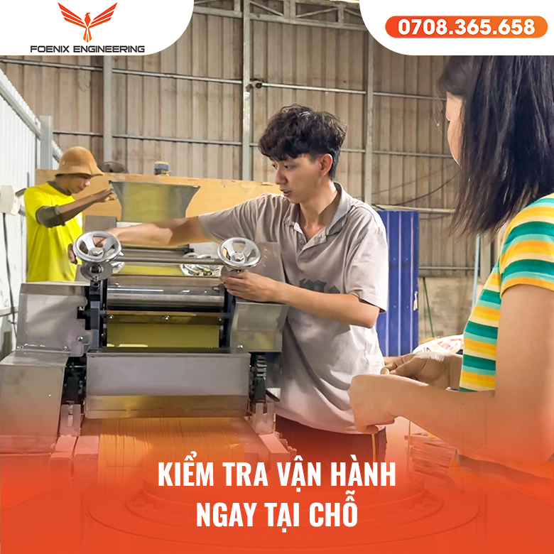 Foenix giao và lắp đặt máy làm mì sợi tươi cho anh khách ở Miền Tây 3 Quy trình lắp đặt máy sản xuất mì tươi