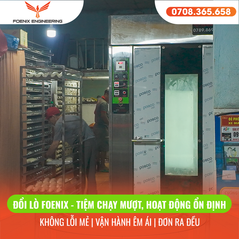 Anh Chủ Bình Phước "Đau Đầu" Vì Lò Mất Nhiệt, Nâng Cấp Lò Xoay 16 Khay Foenix 42 Thu lò 10 khay đổi lò 16 khay trợ giá hấp dẫn