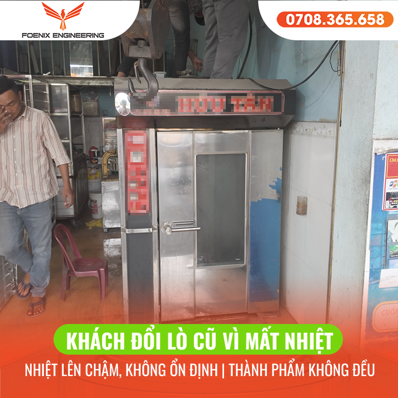 Anh Chủ Bình Phước "Đau Đầu" Vì Lò Mất Nhiệt, Nâng Cấp Lò Xoay 16 Khay Foenix 2 Lò nướng bánh mì cũ của khách bị mất nhiệt